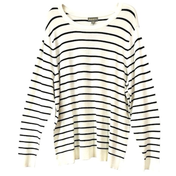 Style & Co Sweater Knit Crewneck Long Sleeve Black White Striped Size XXL NWT - Picture 3 of 11